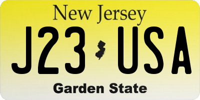 NJ license plate J23USA