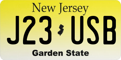 NJ license plate J23USB