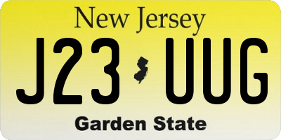 NJ license plate J23UUG