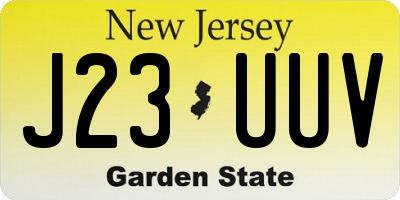 NJ license plate J23UUV