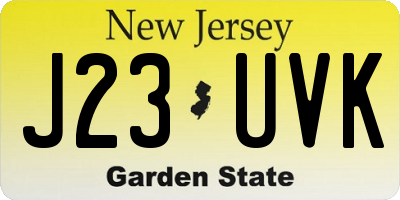 NJ license plate J23UVK
