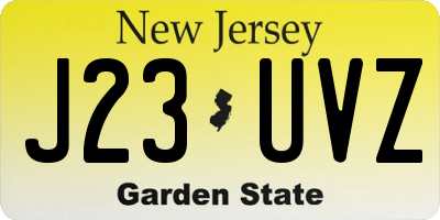 NJ license plate J23UVZ
