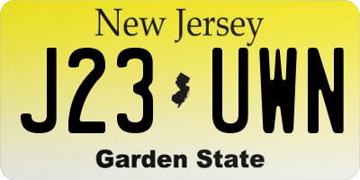 NJ license plate J23UWN