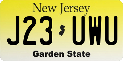 NJ license plate J23UWU