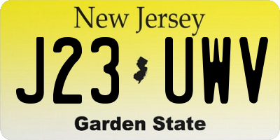 NJ license plate J23UWV