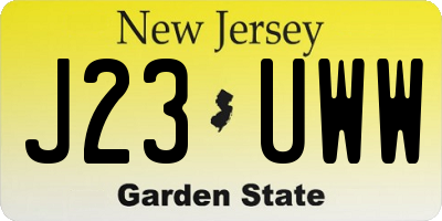 NJ license plate J23UWW