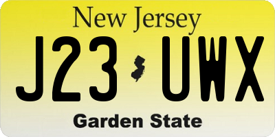 NJ license plate J23UWX