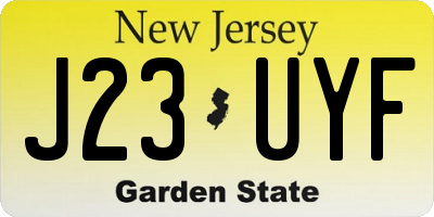 NJ license plate J23UYF