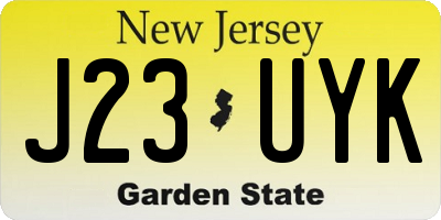 NJ license plate J23UYK