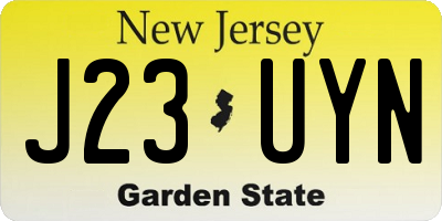 NJ license plate J23UYN