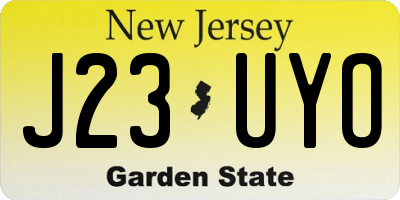 NJ license plate J23UYO