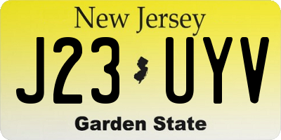 NJ license plate J23UYV