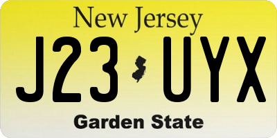NJ license plate J23UYX