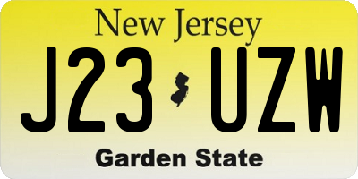 NJ license plate J23UZW