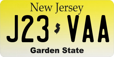NJ license plate J23VAA