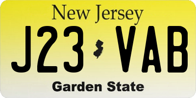 NJ license plate J23VAB