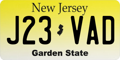 NJ license plate J23VAD