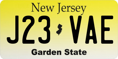 NJ license plate J23VAE