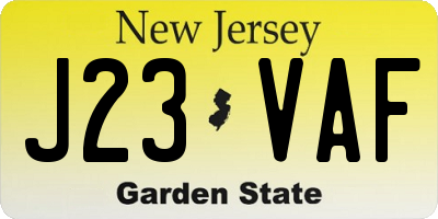 NJ license plate J23VAF