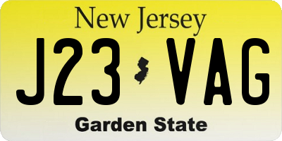 NJ license plate J23VAG