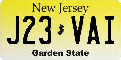 NJ license plate J23VAI