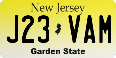 NJ license plate J23VAM