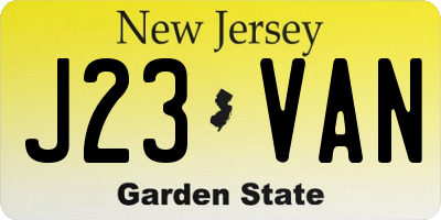 NJ license plate J23VAN