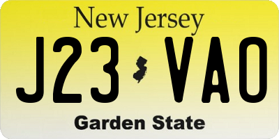 NJ license plate J23VAO