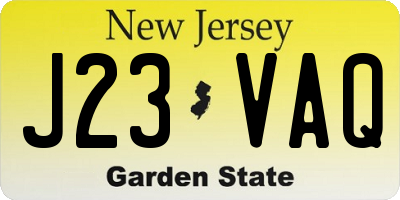 NJ license plate J23VAQ