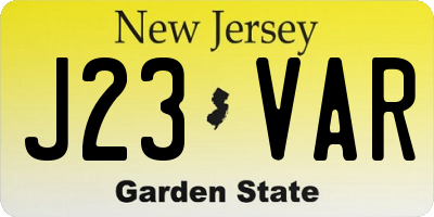 NJ license plate J23VAR