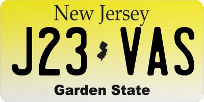 NJ license plate J23VAS