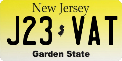 NJ license plate J23VAT