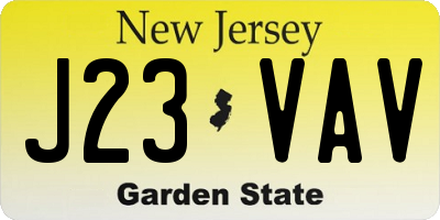 NJ license plate J23VAV