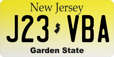 NJ license plate J23VBA
