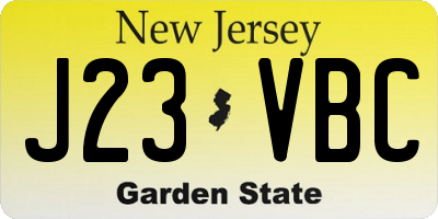 NJ license plate J23VBC