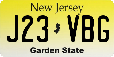 NJ license plate J23VBG