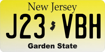 NJ license plate J23VBH