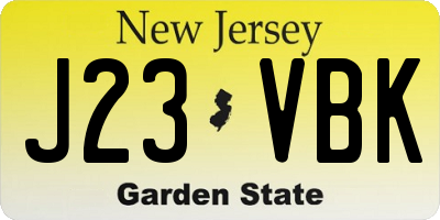 NJ license plate J23VBK