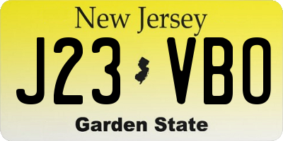 NJ license plate J23VBO