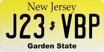 NJ license plate J23VBP