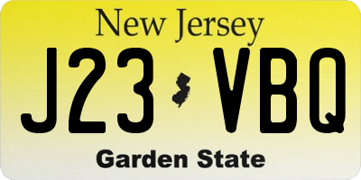 NJ license plate J23VBQ