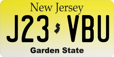 NJ license plate J23VBU