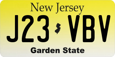 NJ license plate J23VBV