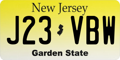 NJ license plate J23VBW