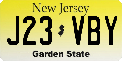 NJ license plate J23VBY