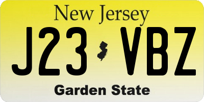 NJ license plate J23VBZ
