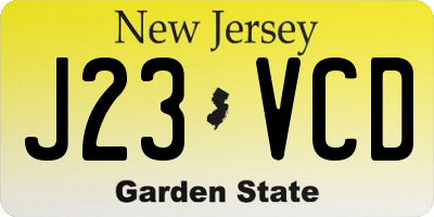 NJ license plate J23VCD