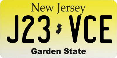 NJ license plate J23VCE