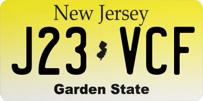NJ license plate J23VCF