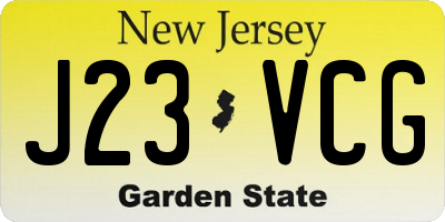 NJ license plate J23VCG